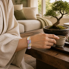 Colorful Leaves Alloy Luck Elastic Bracelet Bangle featuring Copper