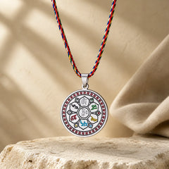 Colorful Om Mani Padme Hum Titanium Steel Protection Rope Necklace Pendant featuring Om Mani Padme Hum, Om, Titanium Steel