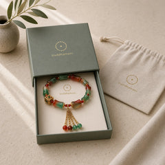 Colorful Peacock Agate Bamboo Beads Tassel Courage Bracelet featuring Peacock Agate, Peacock, Bamboo
