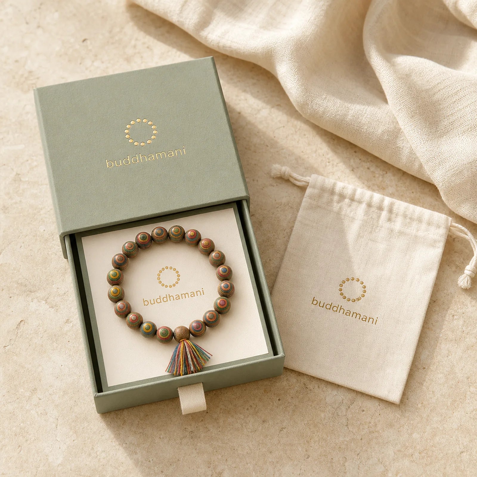 Colorful Rainbow Eucalyptus Gourd Positive Bracelet featuring Rainbow Eucalyptus