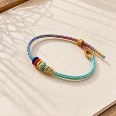 Colorful Rope Eight Thread Peace Knot Luck Handmade Bracelet featuring