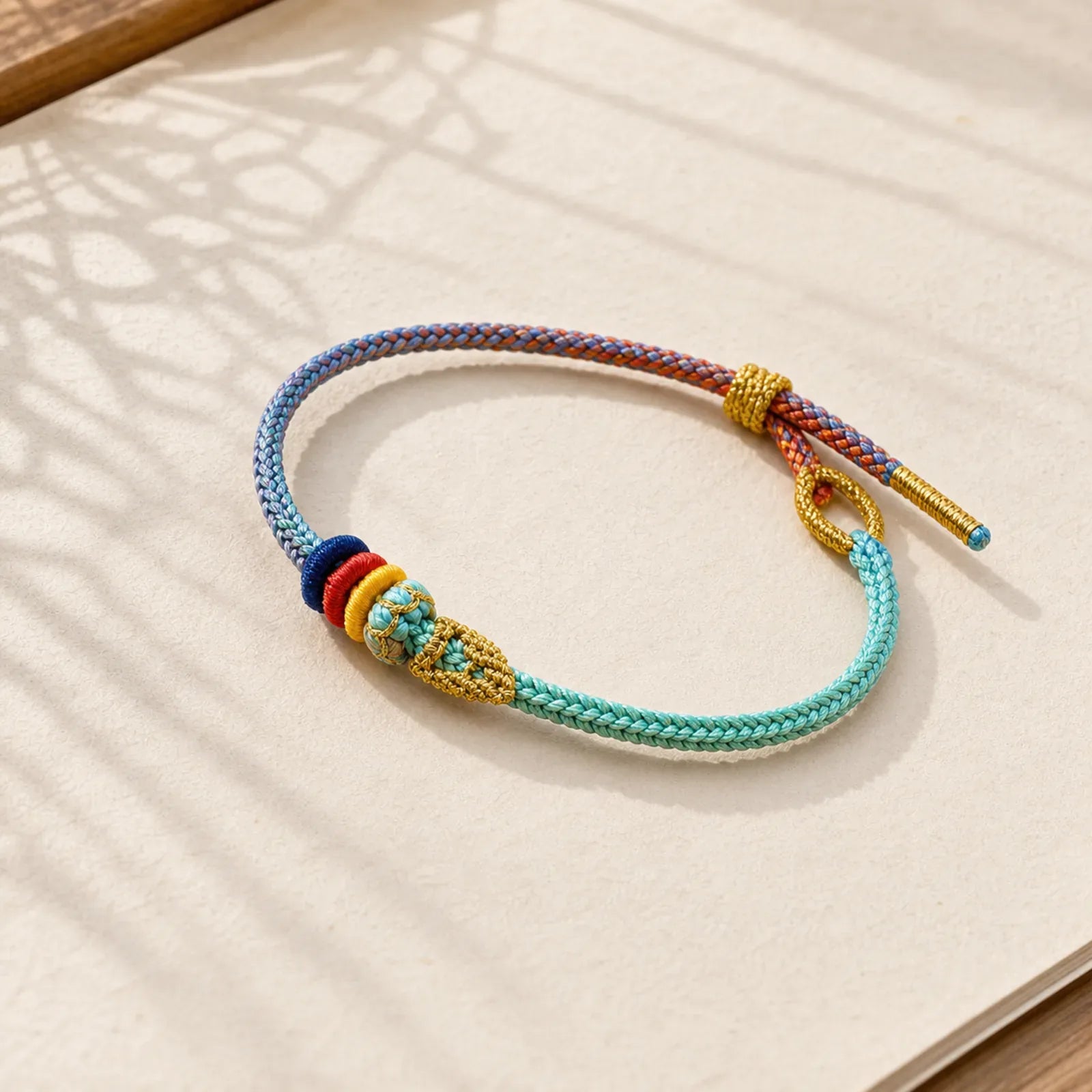 Colorful Rope Eight Thread Peace Knot Luck Handmade Bracelet featuring
