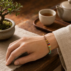 Colorful Rope Eight Thread Peace Knot Luck Handmade Bracelet featuring