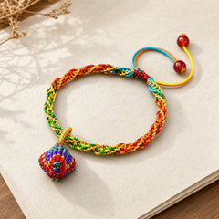 Colorful Rope Luck Handcrafted Zongzi Charm Bracelet featuring Five Elements, Dragon