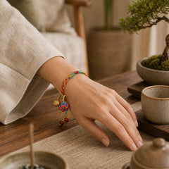 Colorful Rope Luck Handcrafted Zongzi Charm Bracelet featuring Five Elements, Dragon