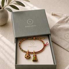 Colorful Rope Luck Handmade Zongzi Golden Ball Charm Bracelet featuring Five Elements, Dragon