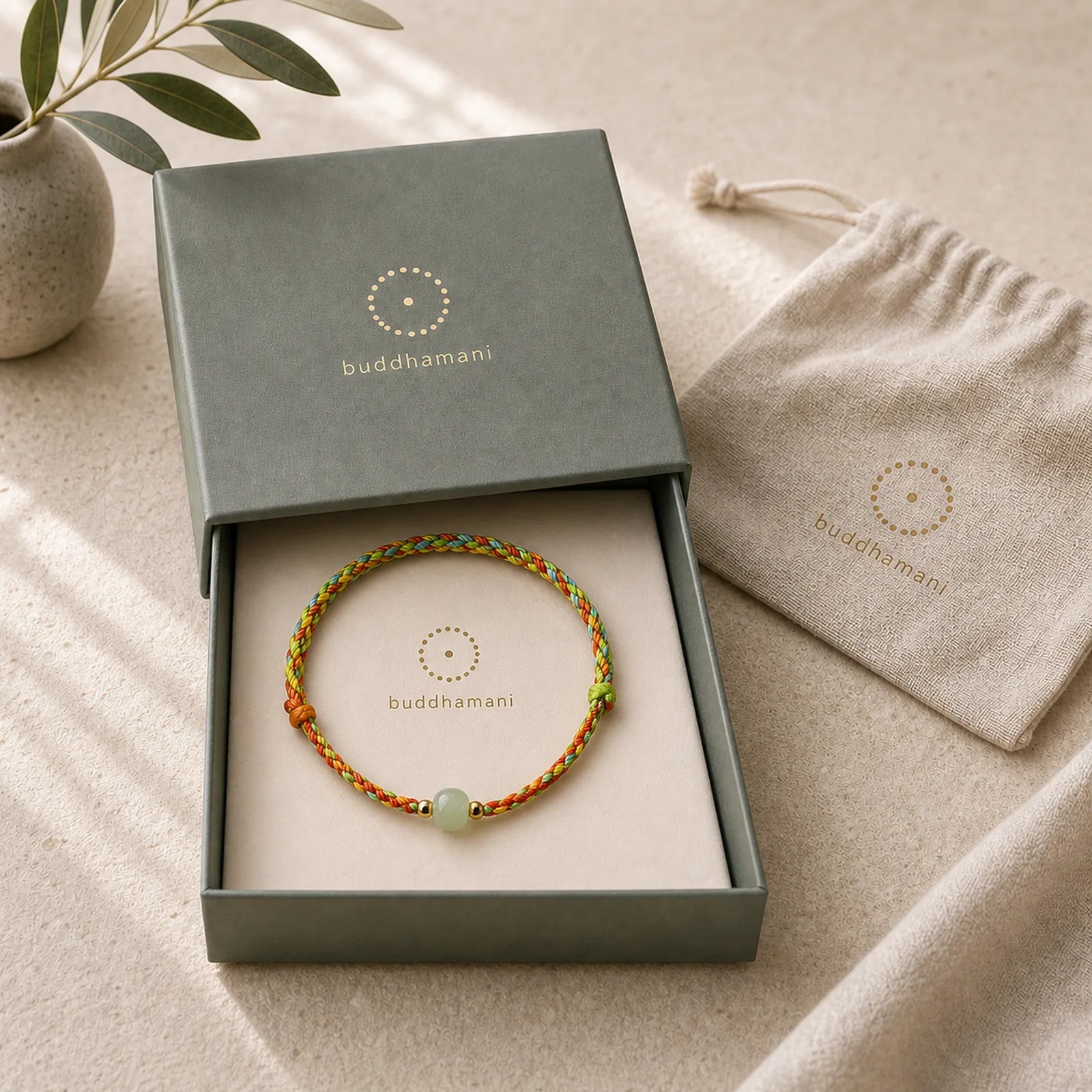 Colorful Rope Luck Jade Bead Abundance Bracelet featuring Jade