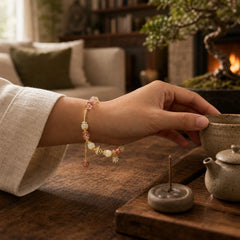 Colorful Rutilated Quartz Cat Eye Zircon Auspiciousness Bead Bracelet featuring Rutilated Quartz, Cat's Eye / Chrysoberyl