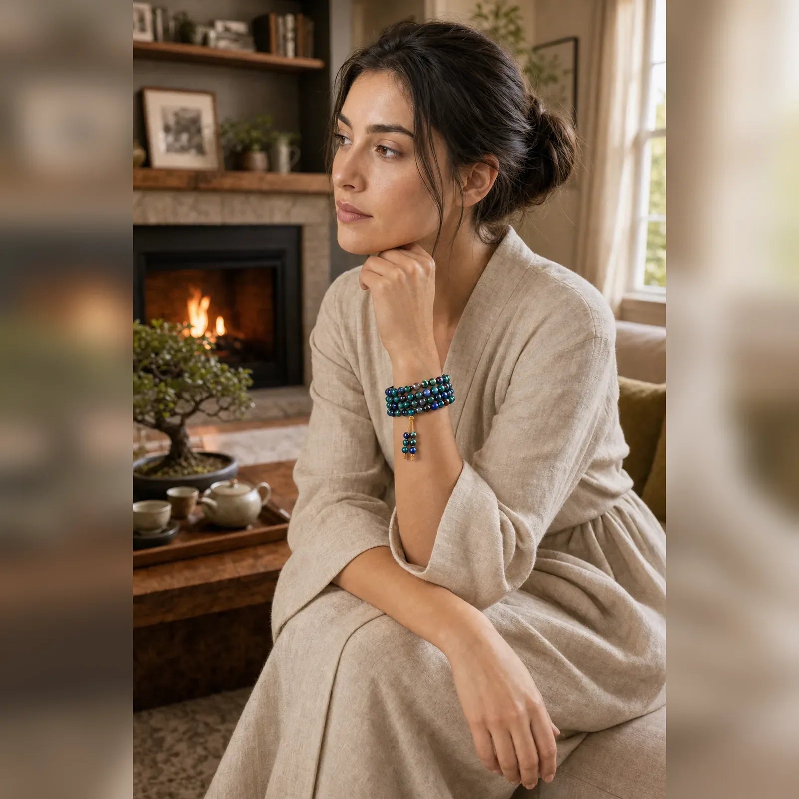 Colorful Sea Willow Mala Positive Bracelet Ring featuring Colorful Sea Willow
