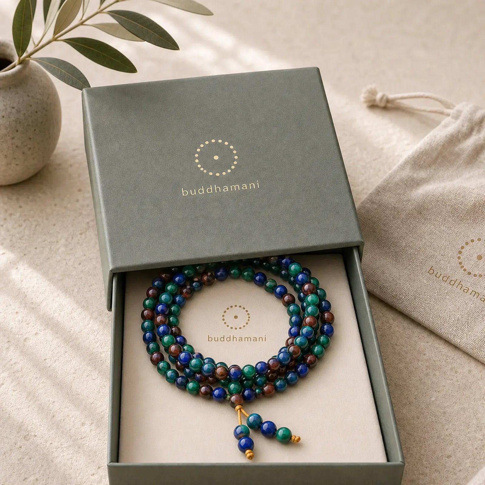 Colorful Sea Willow Mala Positive Bracelet Ring featuring Colorful Sea Willow