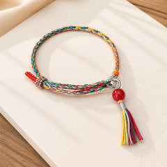 Colorful String Cinnabar Concentration Bracelet featuring Cinnabar