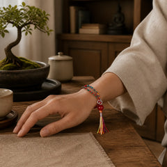 Colorful String Cinnabar Concentration Bracelet featuring Cinnabar