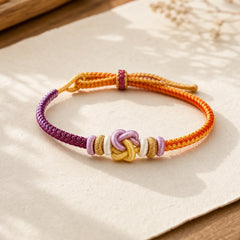 Colorful String Heart Knot Protection Braided Bracelet featuring