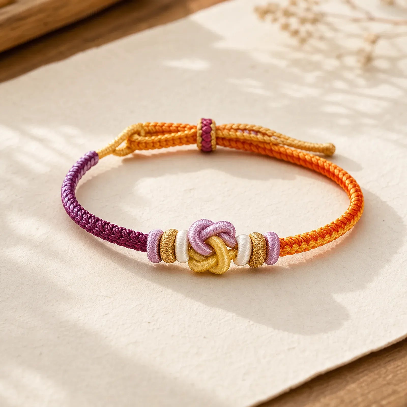 Colorful String Heart Knot Protection Braided Bracelet featuring