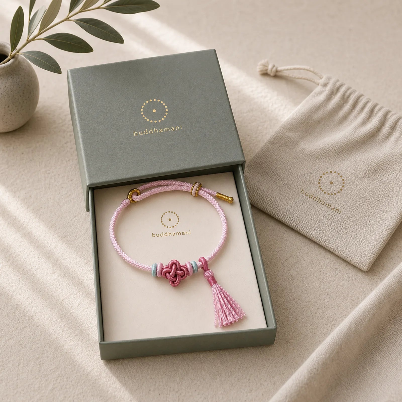 Colorful String Peach Blossom Knot Tassels Protection Bracelet featuring Red String