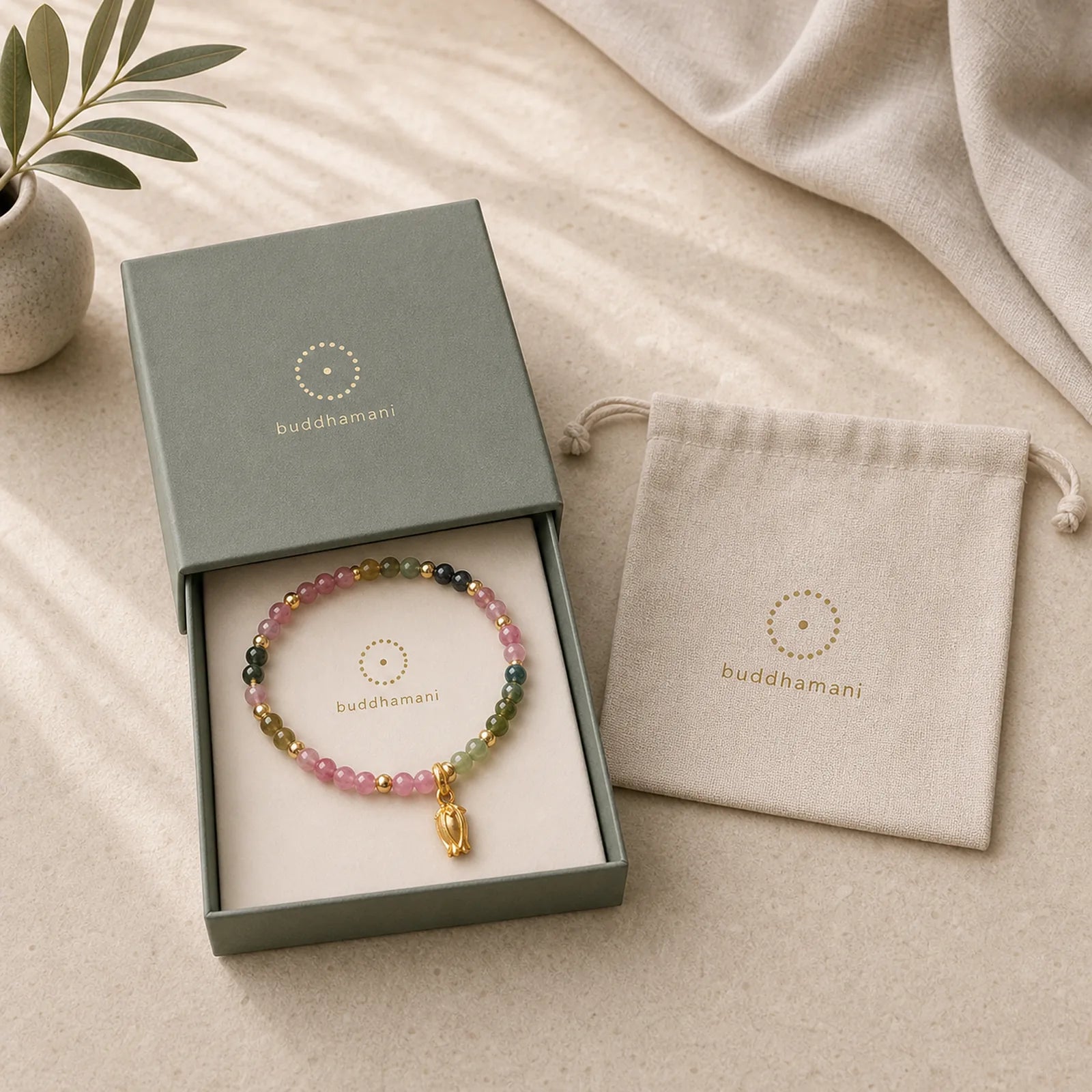Colorful Tourmaline Flowers Positive Bracelet featuring Tourmaline