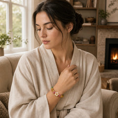 Colorful Tourmaline Jade Flowers Love Bracelet featuring Tourmaline, Jade