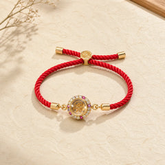 Copper Brass Color Rotatable Windmill Feng Sheng Shui Qi Fu Red String Faith Braided Bracelet featuring Copper, Red String, Fu Character