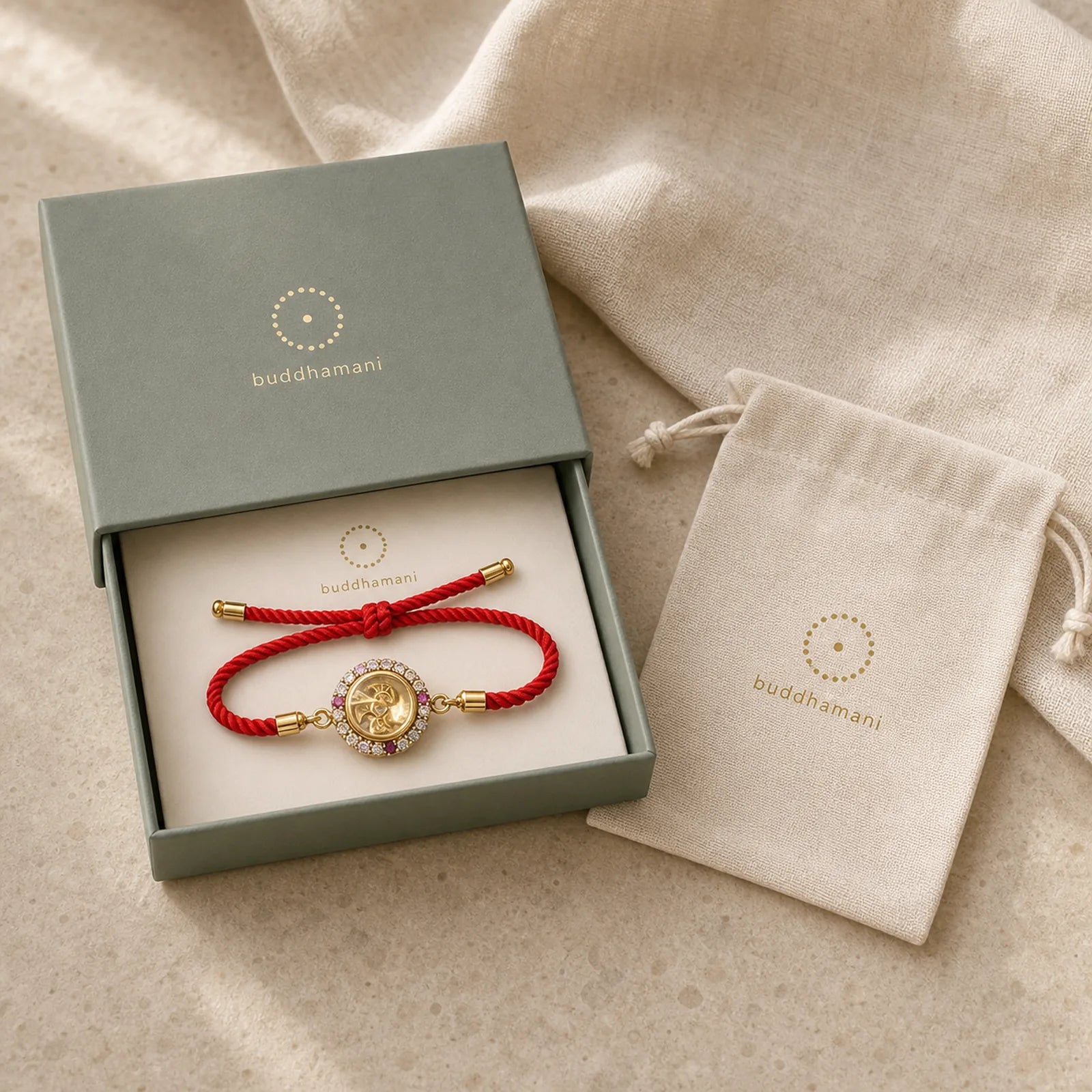 Copper Brass Color Rotatable Windmill Feng Sheng Shui Qi Fu Red String Faith Braided Bracelet featuring Copper, Red String, Fu Character