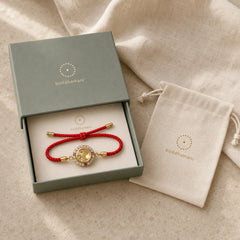 Copper Brass Color Rotatable Windmill Feng Sheng Shui Qi Fu Red String Faith Braided Bracelet featuring Copper, Red String, Fu Character
