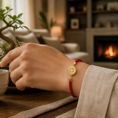 Copper Brass Feng Sheng Shui Qi Rotatable Windmill Red String Faith Braided Bracelet featuring Copper, Red String