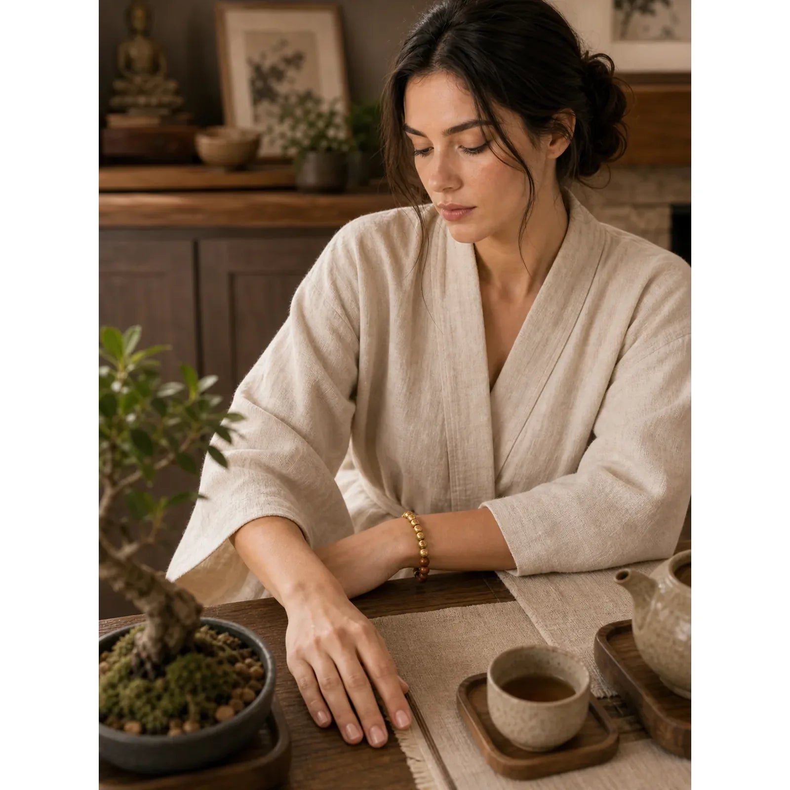 Copper Brass Lightning Struck Jujube Wood Beads Wealth Bracelet featuring Copper, Lightning Struck Jujube Wood, Jujube Wood