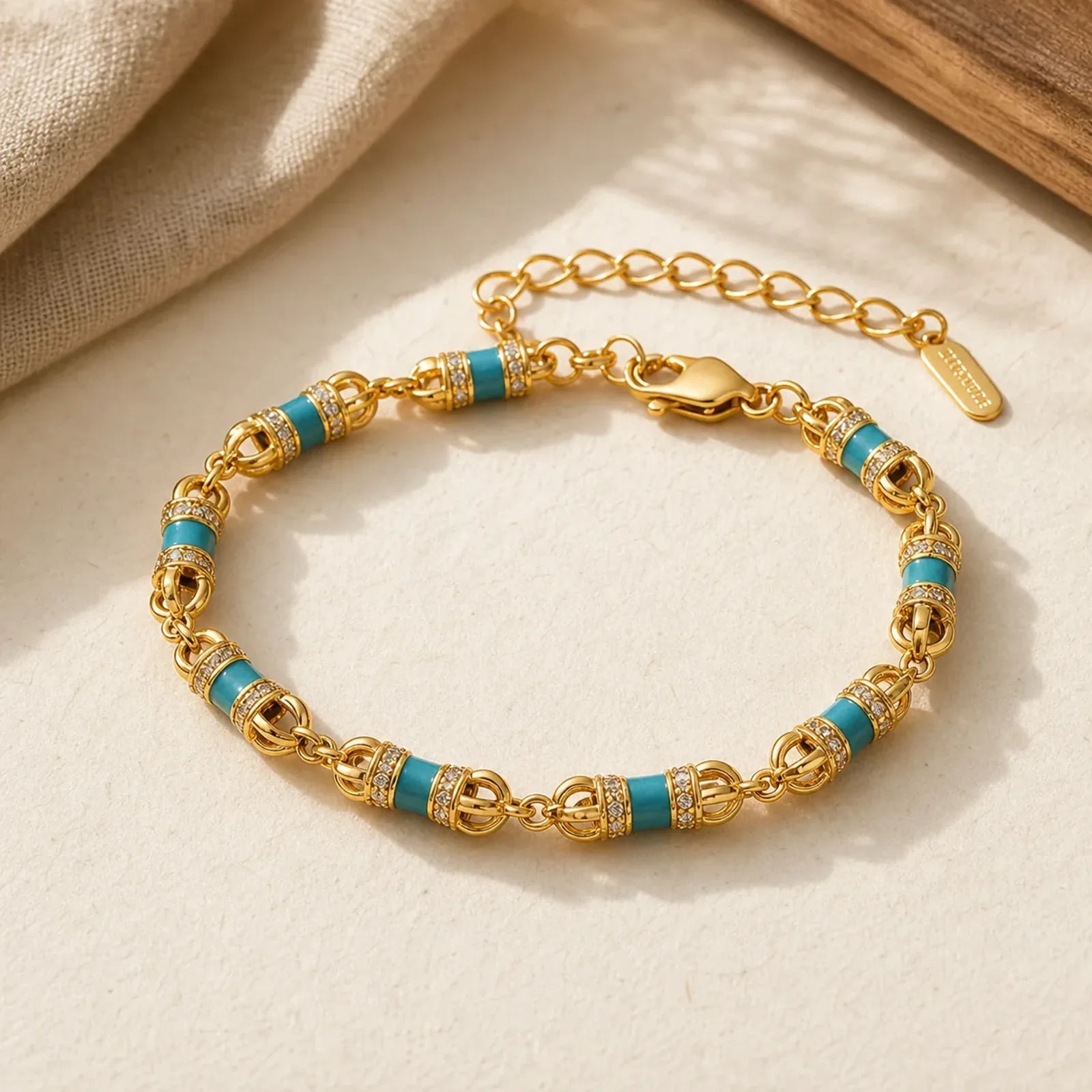 Copper Brass Plated 24k Gold Vajra Wealth Luck Bracelet featuring Copper, Vajra