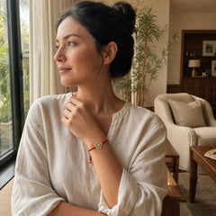 Copper Brass Rotatable Windmill Feng Sheng Shui Qi Red String Faith Braided Bracelet featuring Copper, Red String