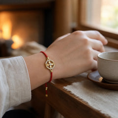 Copper Brass Rotatable Windmill Feng Sheng Shui Qi Red String Faith Braided Bracelet featuring Copper, Red String