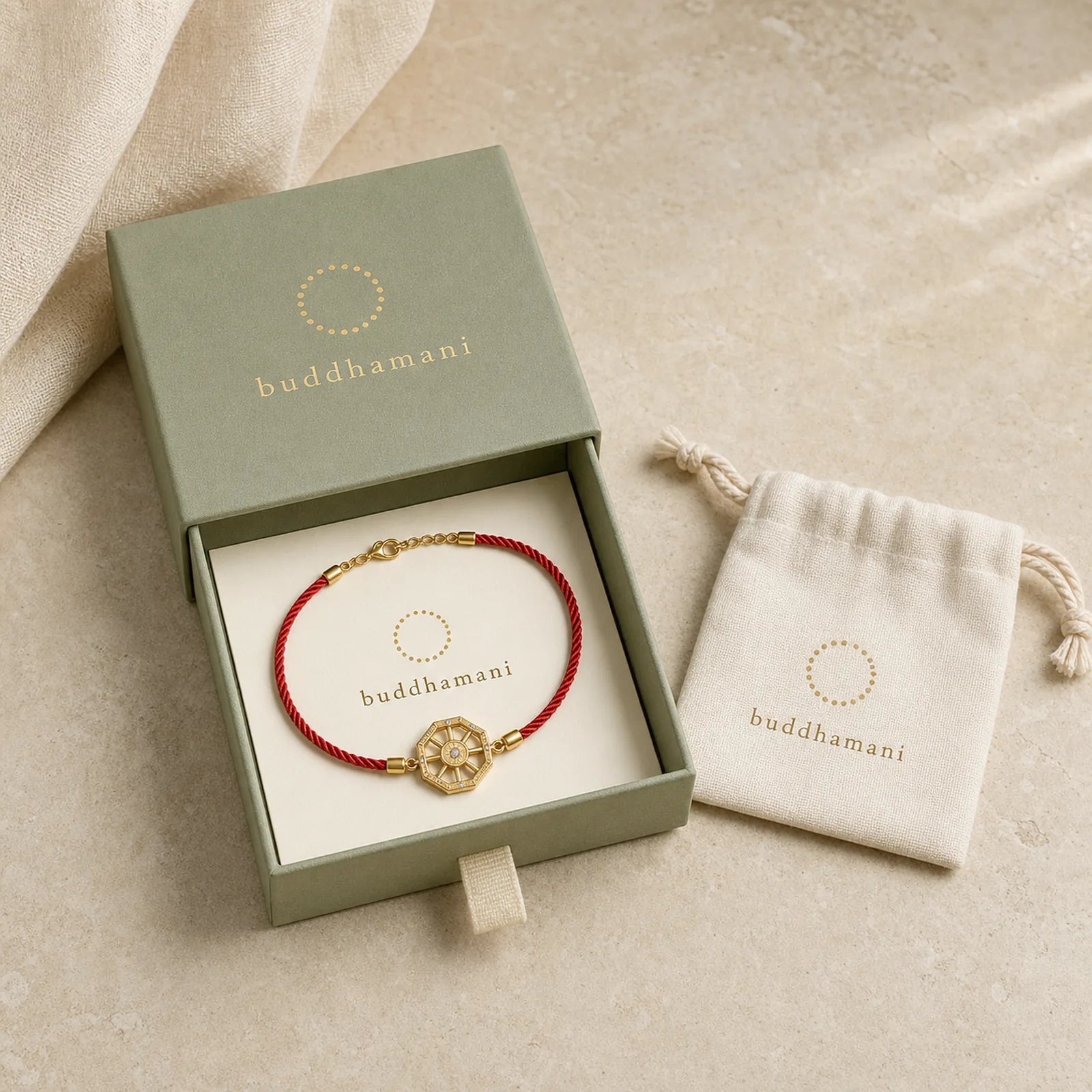 Copper Brass Rotatable Windmill Feng Sheng Shui Qi Red String Faith Braided Bracelet featuring Copper, Red String