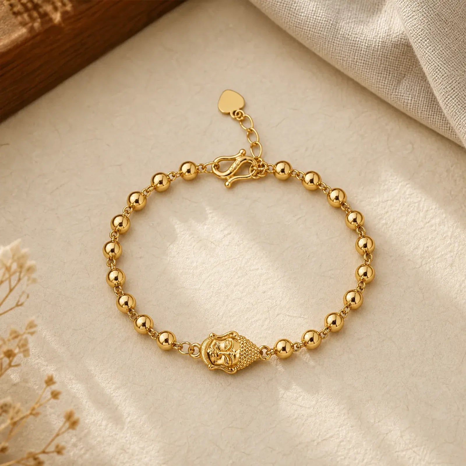 Copper Buddha Beaded Serenity Bracelet featuring Copper, Buddha Symbol