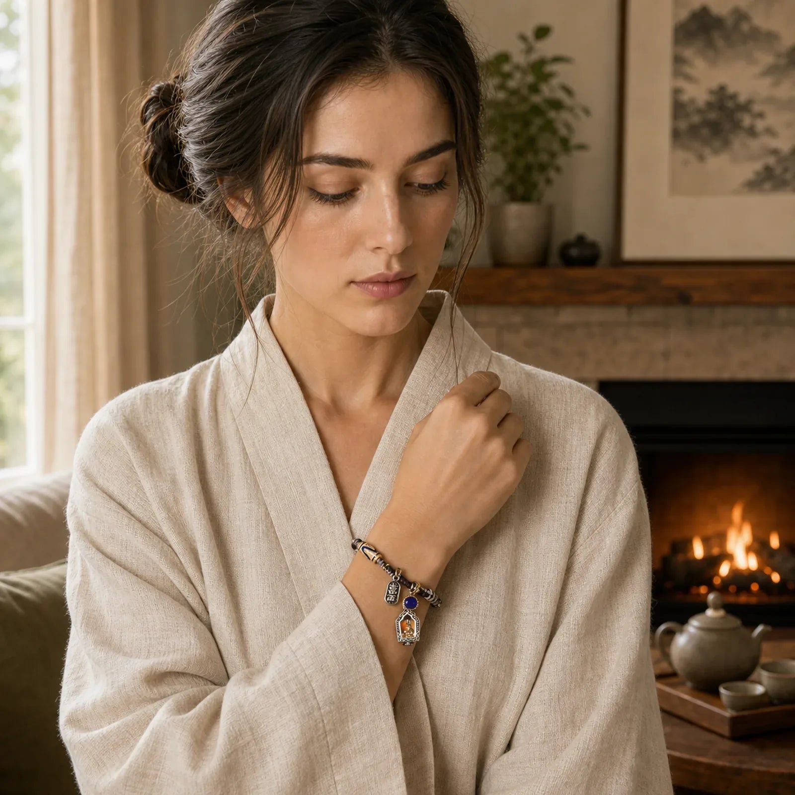 Copper Buddha Braided Rope Compassion Bracelet featuring Copper, Buddha Symbol