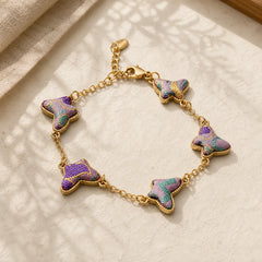 Copper Butterfly Love Handcrafted Song Brocade Inlaid Chinese Style Bracelet featuring Copper, Butterfly, Feng Shui Butterfly