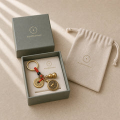 Copper Chinese Zodiac Five Emperor Coins Red String Wealth Keychains featuring Copper, Five Emperor Coins, Red String
