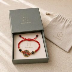 Copper Coin Fortune Red String Weave Bracelet featuring Copper, Red String