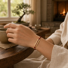 Copper Coin Fortune Tree Luck Strength Braided Bracelet featuring Copper, Red String