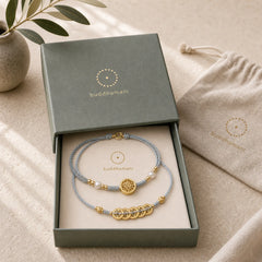 Copper Coin Fortune Tree Pearl Luck Blue Rope Braided Bracelet featuring Copper, Pearl