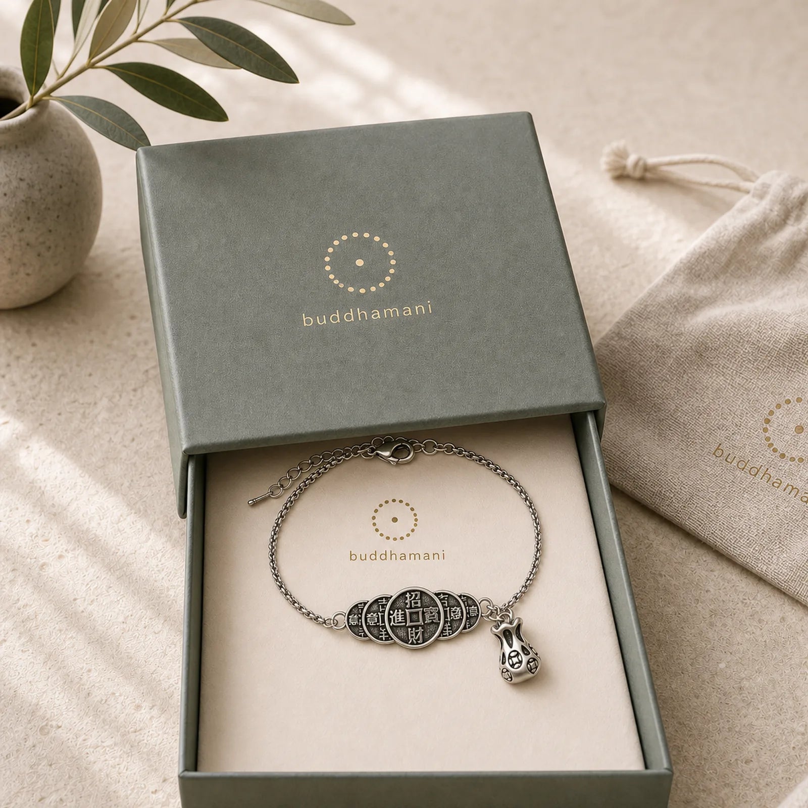 Copper Coin Money Bag Wealth Bracelet featuring Copper