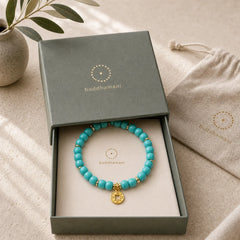 Copper Coins Charm Imitation Turquoise Bracelet featuring Copper, Turquoise