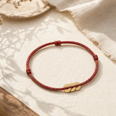 Copper Coins Hand-Woven Red Multicolor String Luck Bracelet featuring Copper, Red String