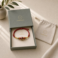 Copper Dragon Bead Red String Strength Braided Bracelet featuring Copper, Dragon, Red String