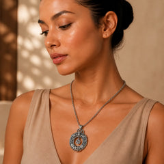 Copper Dragon Fu Character Peace Buckle Wealth Relief Carving Vintage Necklace featuring Copper, Dragon, Fu Character