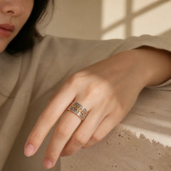Copper Dragon Tang Dynasty Flower Design Strength Adjustable Ring featuring Copper, Dragon, Tang Dynasty Flower Design