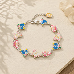 Copper Enamel Butterfly Love Adjustable Bracelet featuring Copper, Butterfly, Feng Shui Butterfly