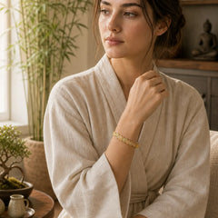 Copper Enamel Floral Balance Cuff Bracelet featuring Copper
