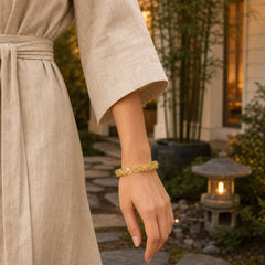 Copper Enamel Floral Balance Cuff Bracelet featuring Copper