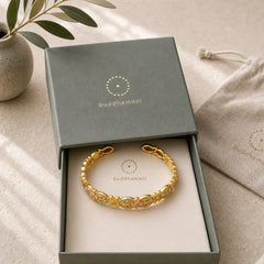 Copper Enamel Floral Balance Cuff Bracelet featuring Copper
