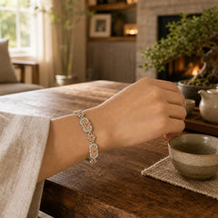 Copper Enamel Floral Pattern Healing Bracelet featuring Copper