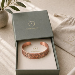 Copper Flower Open Balance Luck Adjustable Cuff Bracelet Bangle featuring Copper