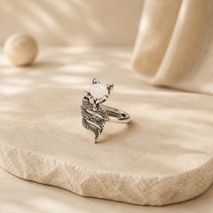Copper Fox Head Open Healing Ring featuring Copper